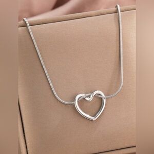 Open Heart Silver Tone Fashion Necklace